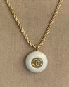 Vintage ‘White & Gold CC’ Necklace